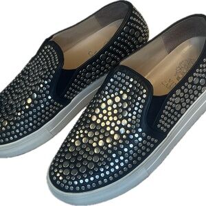 Vince Camuto Kindra Black Suede Studded Platform Slip On 6.5